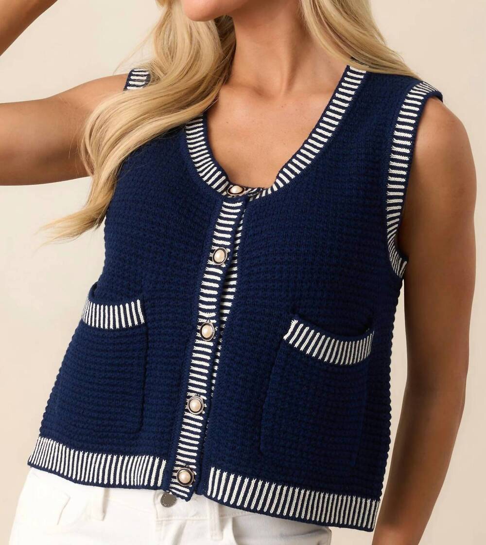 NEW ENTRO bria knit tank top in navy